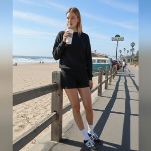 TNA Cozy AF Black Crewneck Sweatshirt
